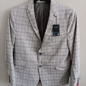 JF J.Ferrar Ultra Comfort Slim gray plaid Sz 42/44 SH